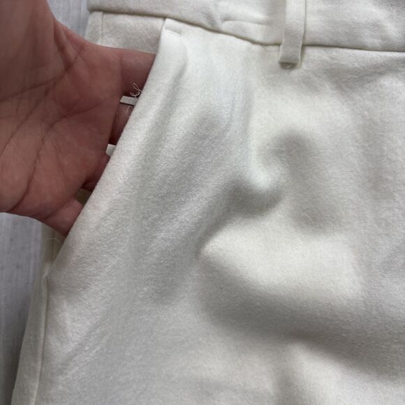 Talbots Windsor Curvy Pants Women’s 2 Ivory Cream Italian Flannel Wool Blend - Picture 3 of 12